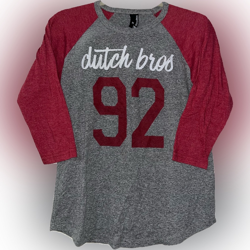 Grey and red 3/4 sleeve t-shirt